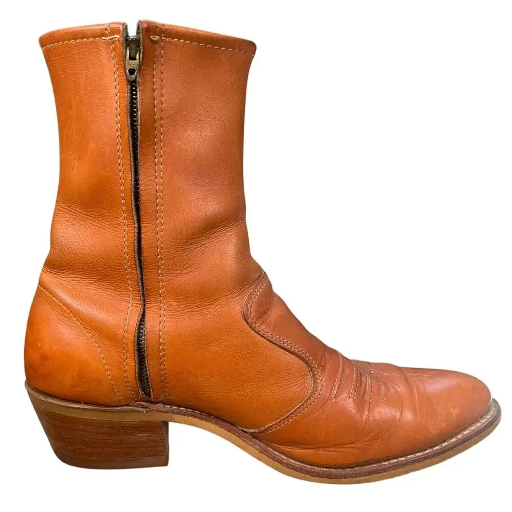 Rare Vintage 70s Double-H Men’s Banana Honey Tan Leather Campus Boots Size 11 D